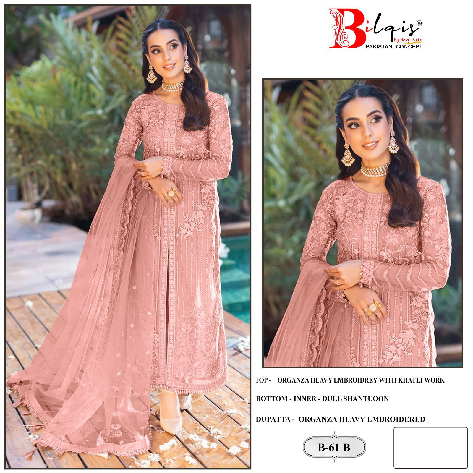 Bilqis B 61 A To D Organza Pakistani Suits Wholesale Shop In Surat
